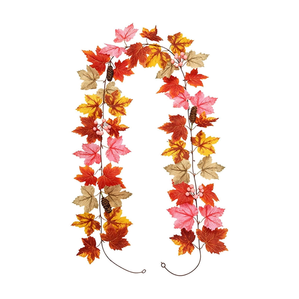 Chmadoxn 78.74" Halloween Thanksgiving Maple Leaf Garland with Mini Pumpkins & Berries, Artificial Fall Leaves Vine for Mantel Staircase Porch, Autumn Harvest Hanging Home Decor