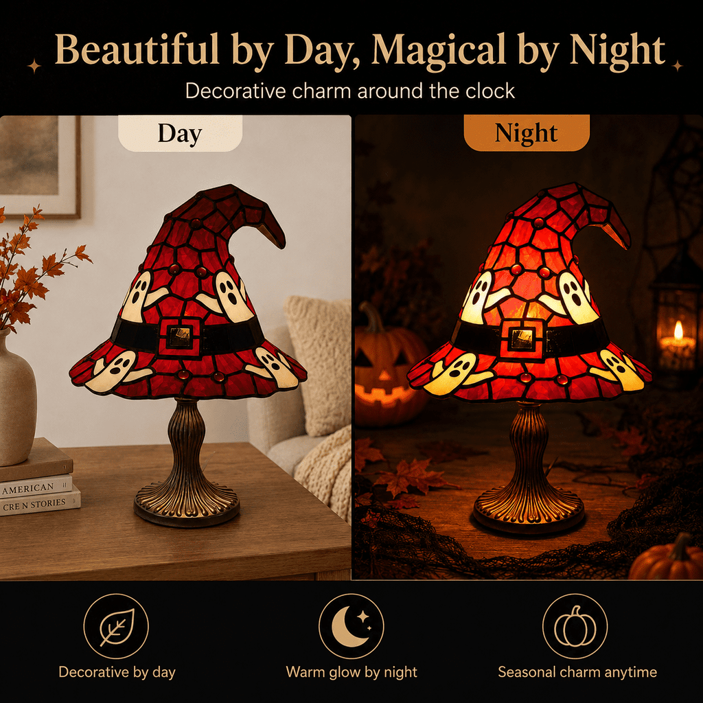 Diceymbol 11.81 Inch Halloween Ghost Night Light, Witch Hat Ghost Lamp with Jack O Lantern, Halloween Decorations Indoor for Table Mantel Party Decor