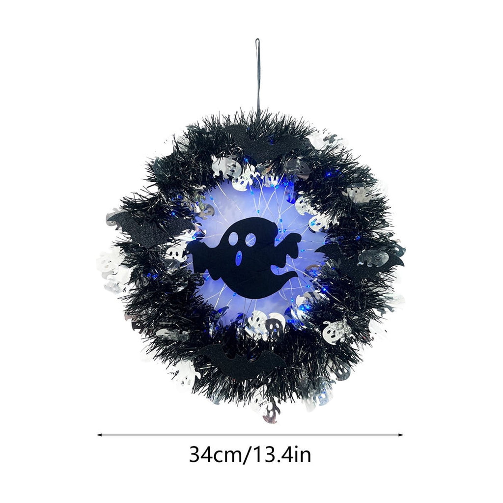 Hotyverty Halloween Wreath for Front Door, 13.77 Inch, Skull With Black Bow Wreath Halloween Decorations For Covered Outdoor Door & Farmhouse Gothic Home Ornament