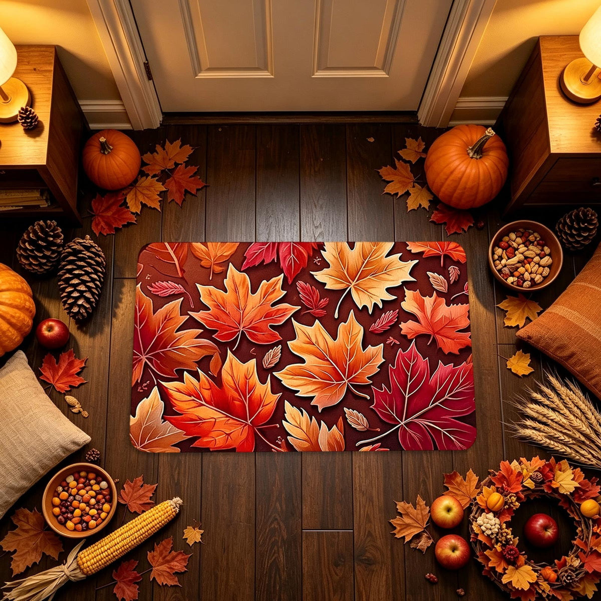 Autumn Door Mat for Entryway, 16x24 Inch, Fall-Themed Floor Doormat for Home Decor, Non-Slip Rug Mat for Living Room, Kitchen, Bedroom, Gifts for Fall Lovers (E)