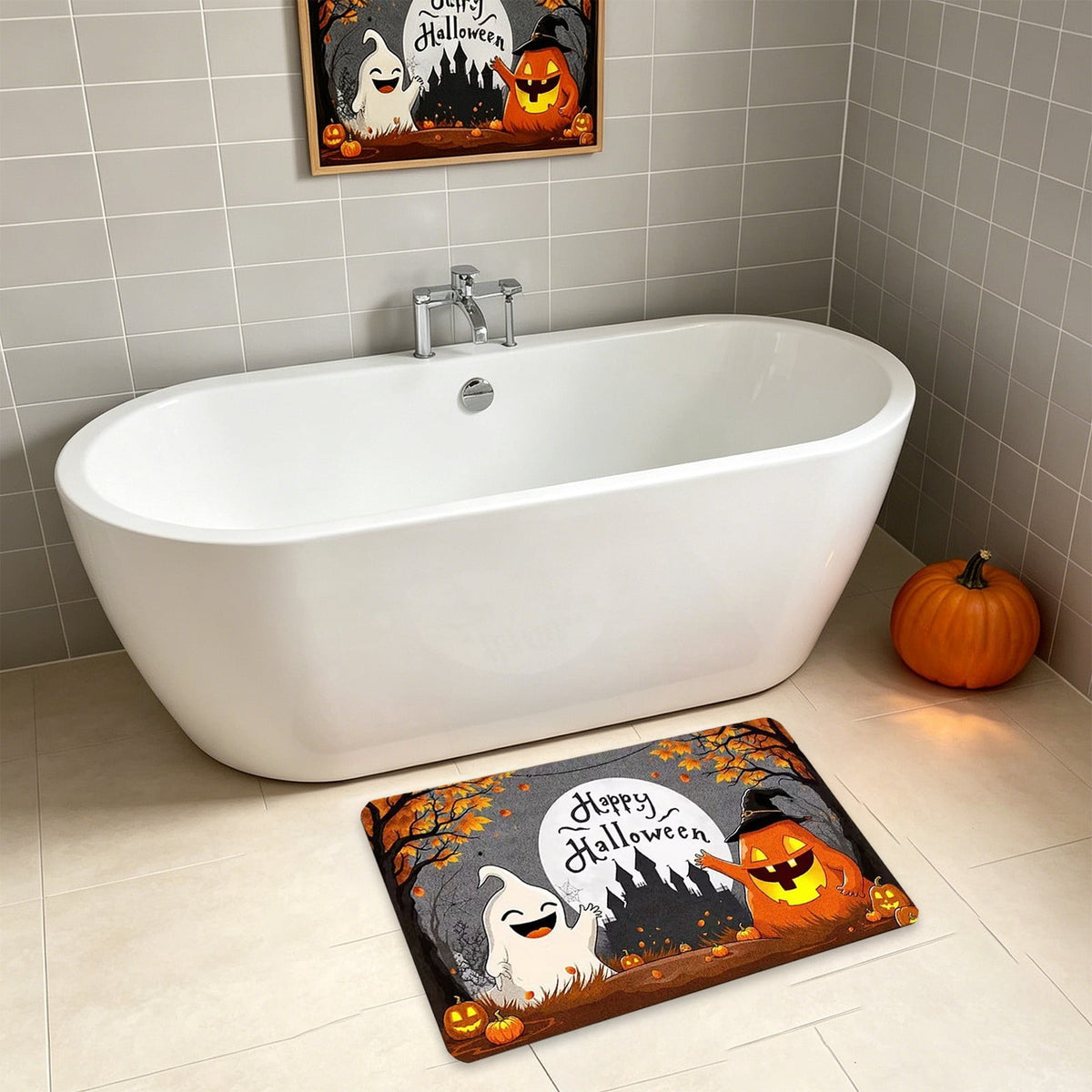 Halloween Pumpkin Doormat, Soft Non-Slip Indoor Outdoor Welcome Rug for Entryway Porch and Front Door