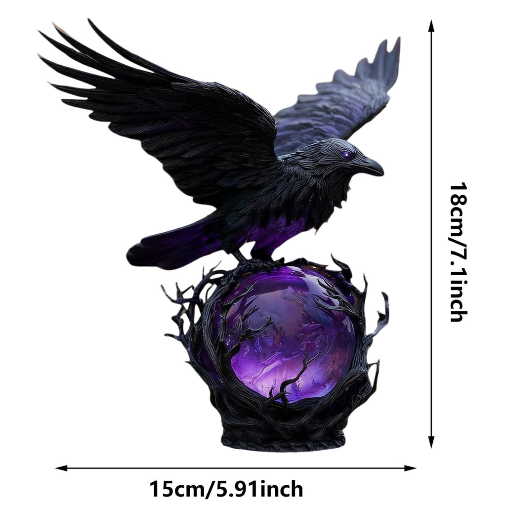 Gothic Mysterious Raven Lamp Light Sculpture, Resin Halloween Moonlight Luminous Crow Bird Led for Home Decor Gift, Bedroom Bedside, Living Room