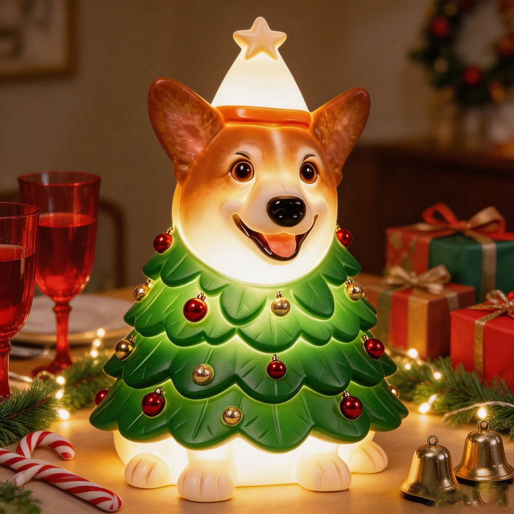 Clearance! Halloween Light‑Up Dog Figurine, 7.9in Scarecrow Dog Statue with Glowing Pumpkin, Waterproof Resin Table Yard Decor