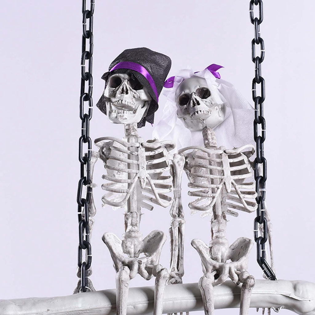 Life Size Halloween Skeleton Decor - Hanging Skeleton Couple Figurine with Realistic Bone Details Spooky Wedding Theme Decorations for Front Door, Porch, Living Room, Bedroom Halloween Party