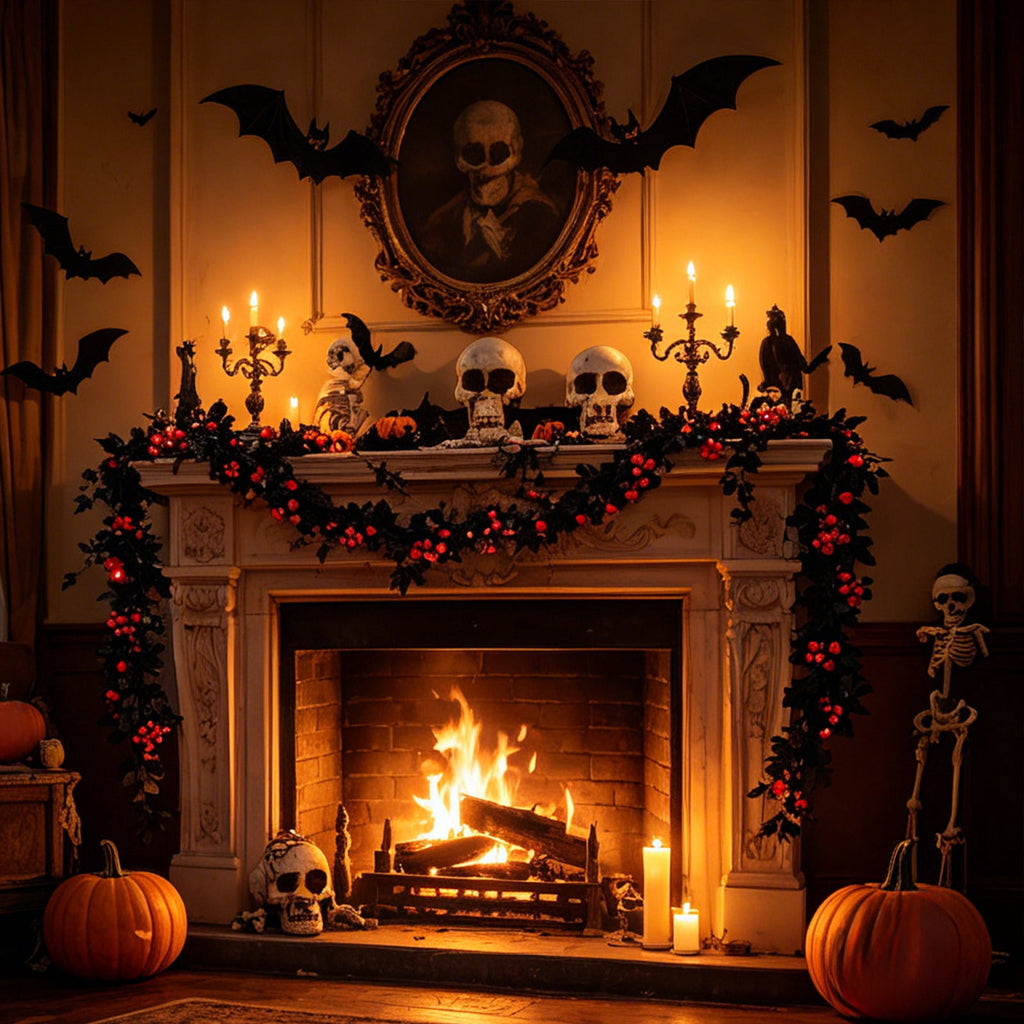 CuiLiyq Halloween Tinsel Garland, 78.7 Inch Black Purple Silver Foil with Bats and Ghosts, Party Decor for Mantel, Staircase, Doorway