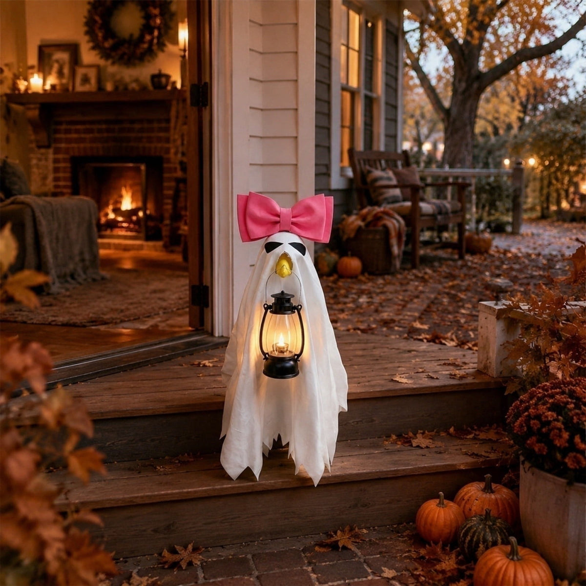 AuroraX Halloween Ghost Decor Outdoor Halloween Decoration Courtyard Tabletop Desktop Haunted Halloween Decoration for Yard Garden Pink