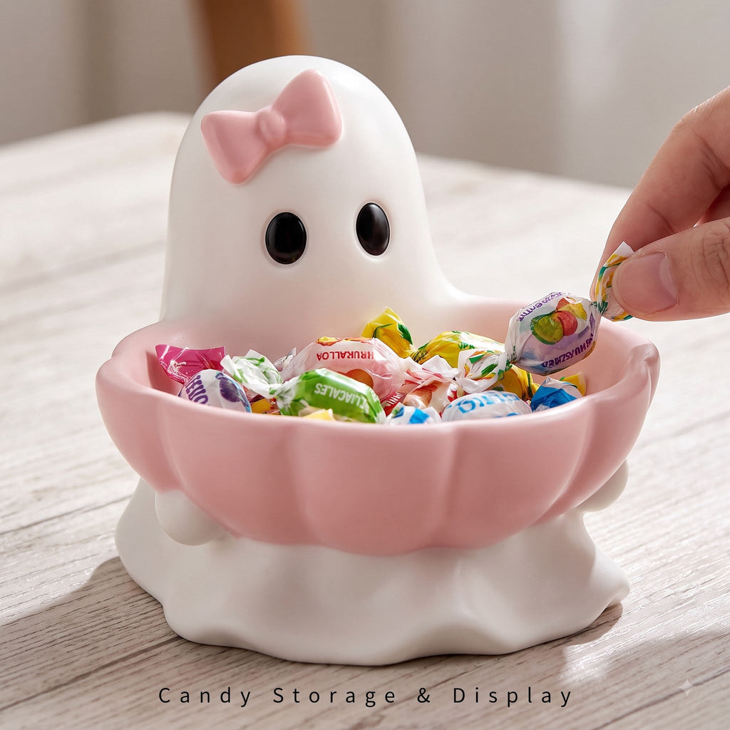 Diceymbol Halloween Pumpkin Snack Bowl Stand Collapsible Broomstick Candy Tray for Cupcakes & Desserts, Resin Serving Platter with Ceramic Pumpkin Bowls