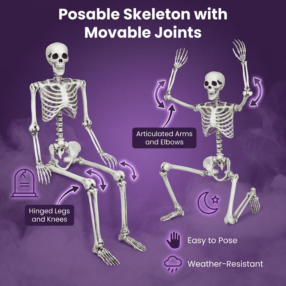 Costway 5.4ft Halloween Christmas Skeleton Life Size Realistic Full Body Hanging with Movable Joints 63 Inches