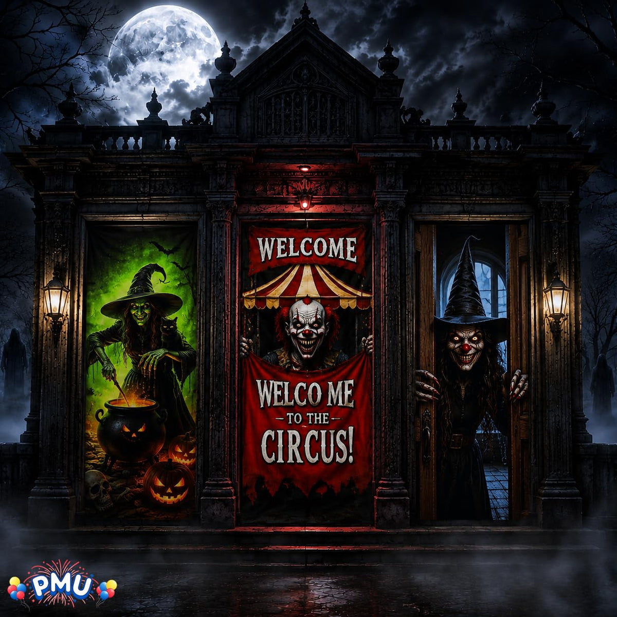 PMU Halloween Bathroom Door Cover, Halloween Decor, Door Decor