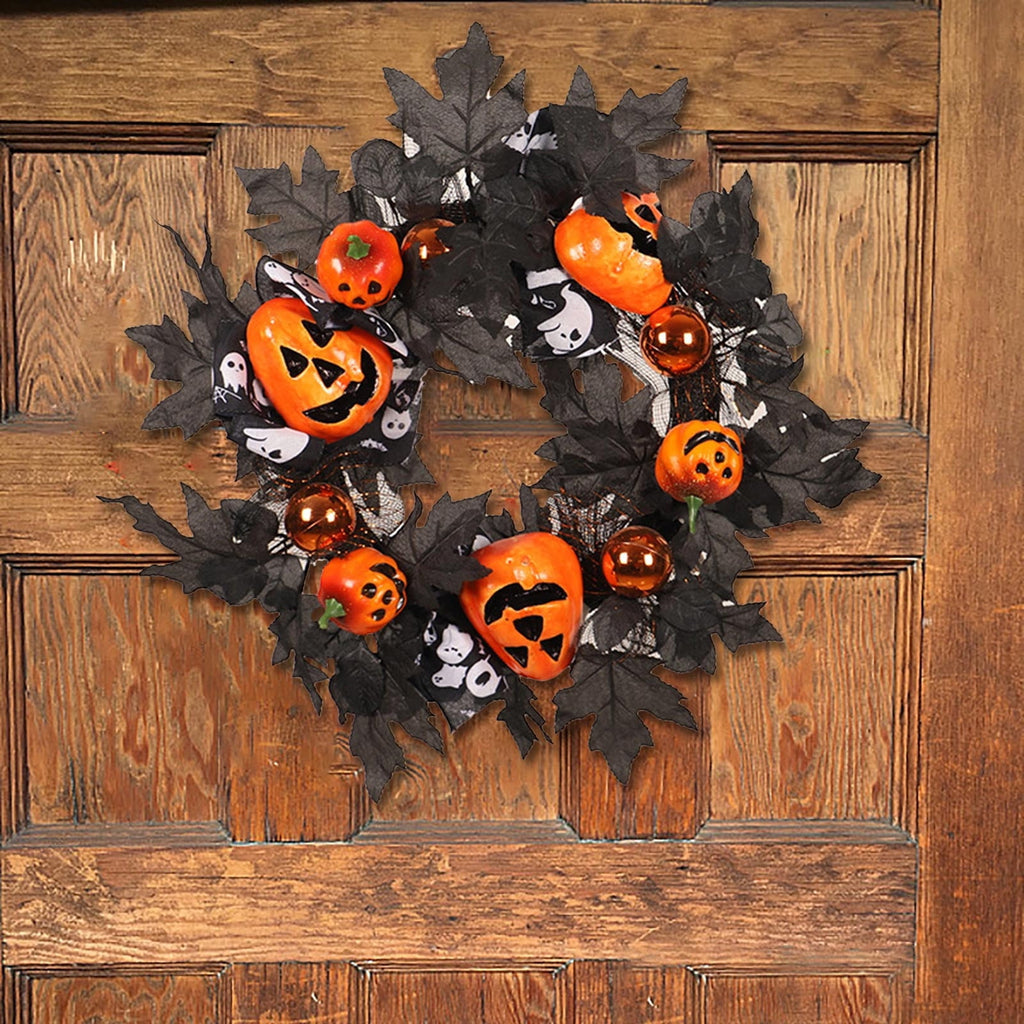 sruoe Halloween Decorations, Indoor Outdoor Halloween Decor, Artificial Wreaths, Halloween Decorations for Outside, Halloween Wreaths for Front Door, Ghost Face, Pumpkin Decoration, Wreath