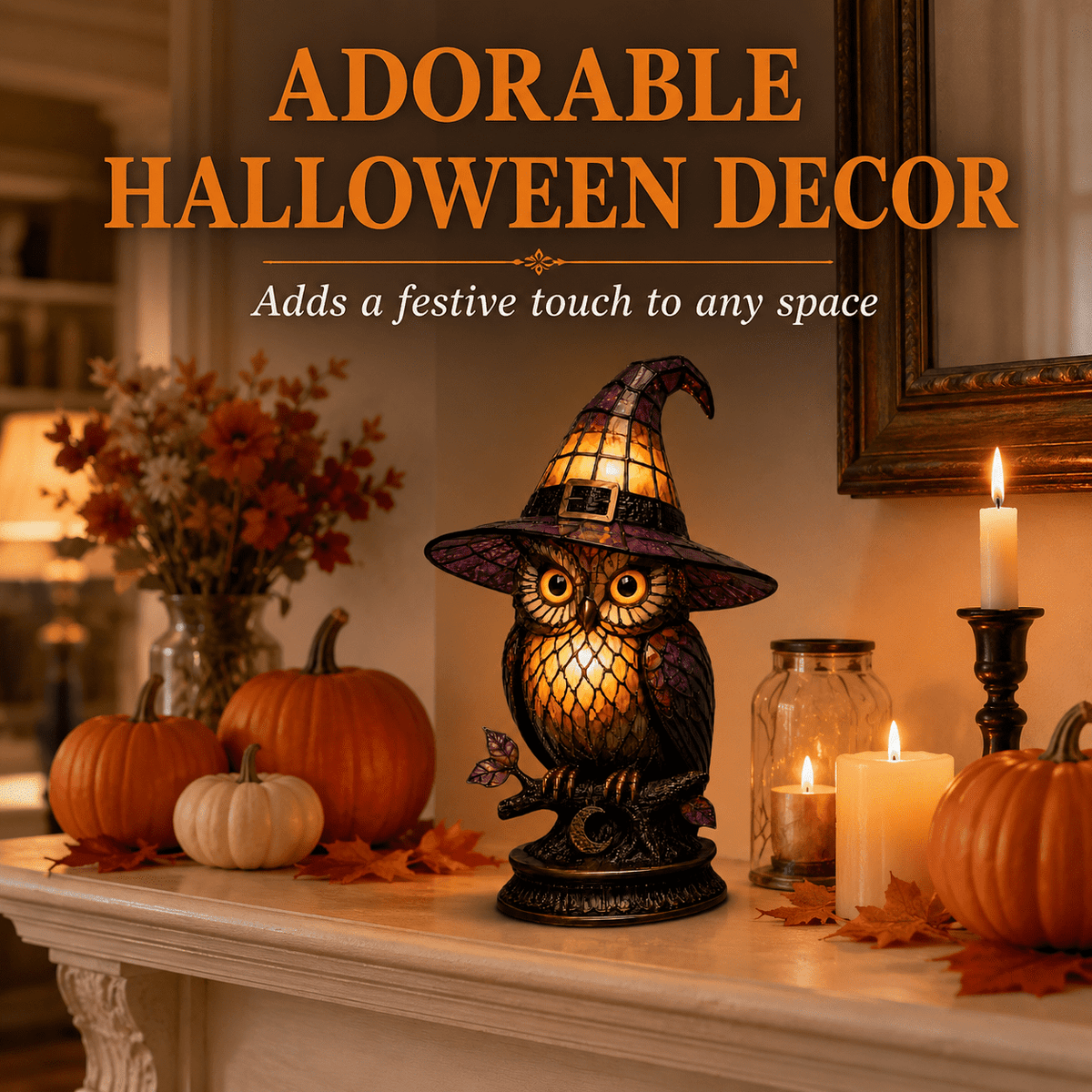 Diceymbol 11.81 Inch Halloween Ghost Night Light, Witch Hat Ghost Lamp with Jack O Lantern, Halloween Decorations Indoor for Table Mantel Party Decor