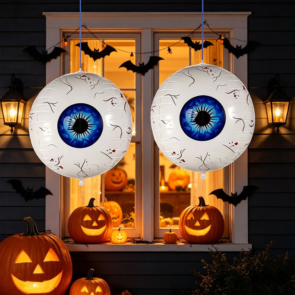 Halloween Decoration Outdoor Clearance Under $5.00!2PCS Halloween Inflatable Eyeball Decorations Bloodshot Eyeball Balloons Set Hanging Horror Eye Ornaments For Halloween Yard Window Party Decor