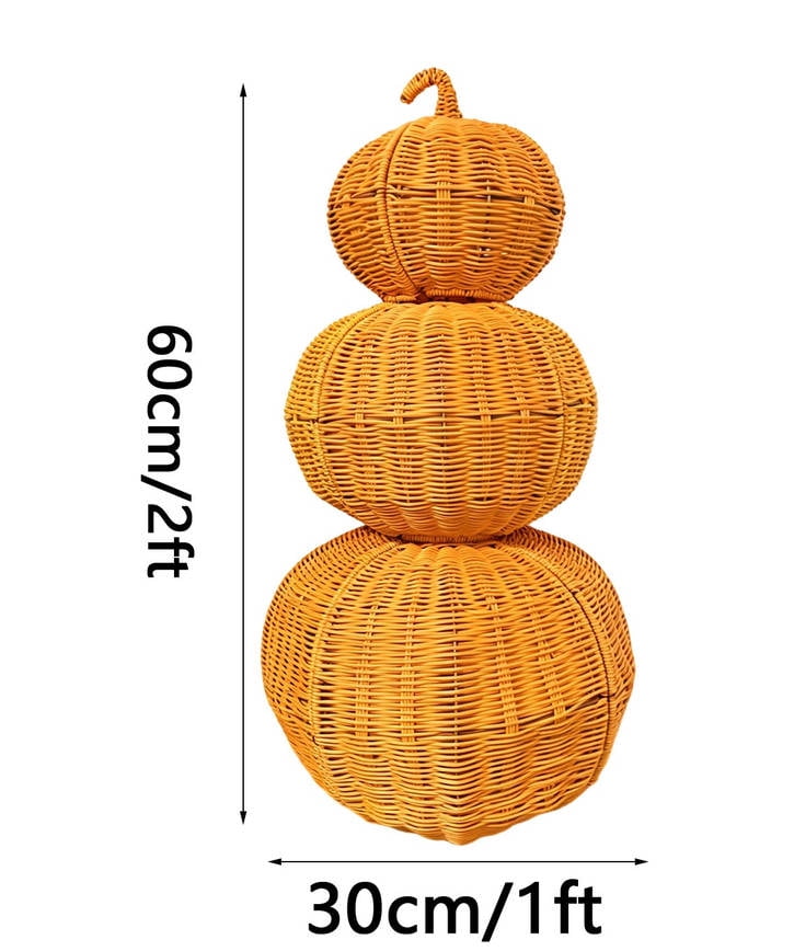 THOPBPRK 2026 Black Halloween Woven Pumpkin Jack-O'-Lantern, Halloween Decorations Pumpkin, USE LED Candle, Rattan Fall Halloween Decor for Home, 1Pack 11.8 Inch A
