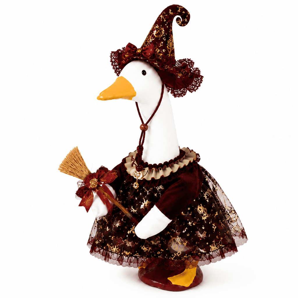 Halloween Garden Porch Decor, Porch Goose Outfits Halloween, 23 Inch Porch Goose Outfits, Witch Dress and Hat Set, Fits 23X11X26 Inch Standing Plush Goose for Front Porch Lawn