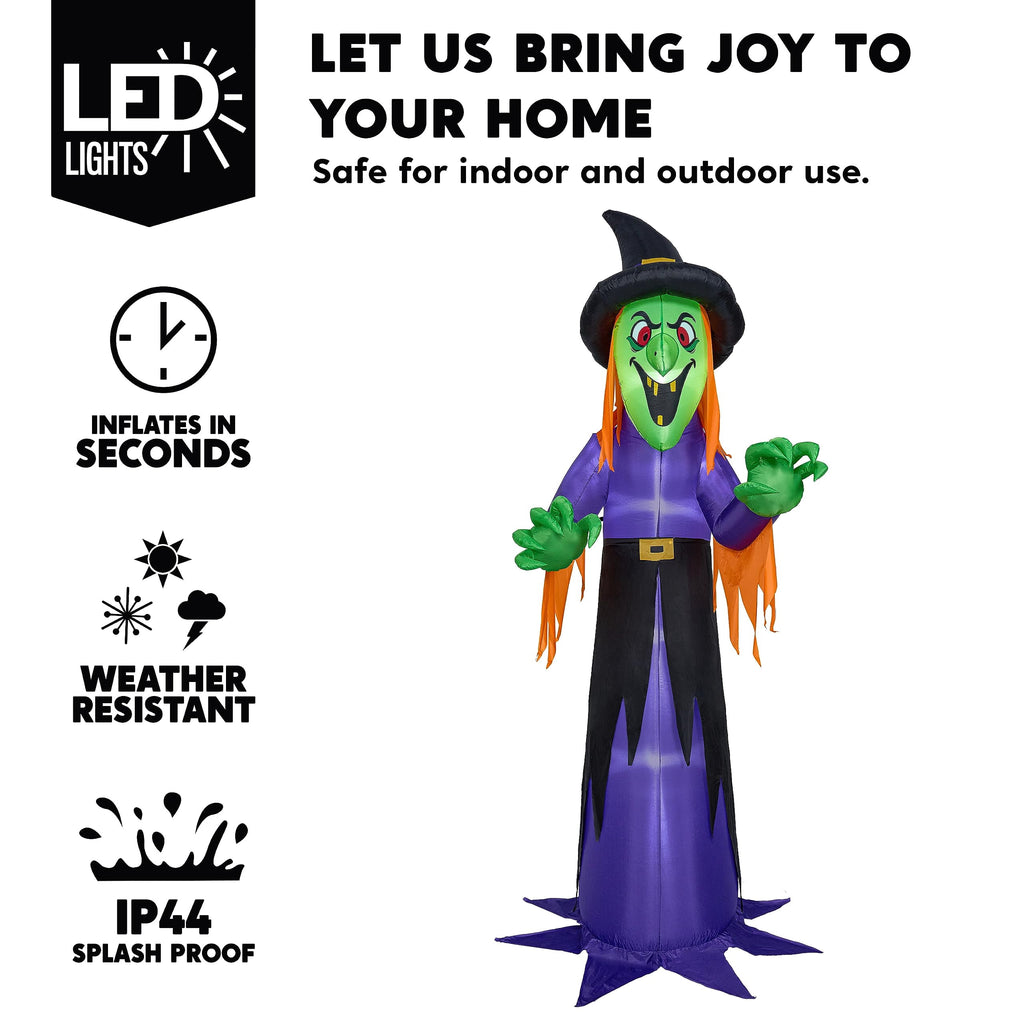 Joyfy 9 ft Halloween Inflatables Pumpkin Skeleton Decorations with Built-in LED Lights,Large Blow Up Decoration for Yard Lawn Garden Indoor Outdoor, Pumpkin Skeleton Inflatable Decoration