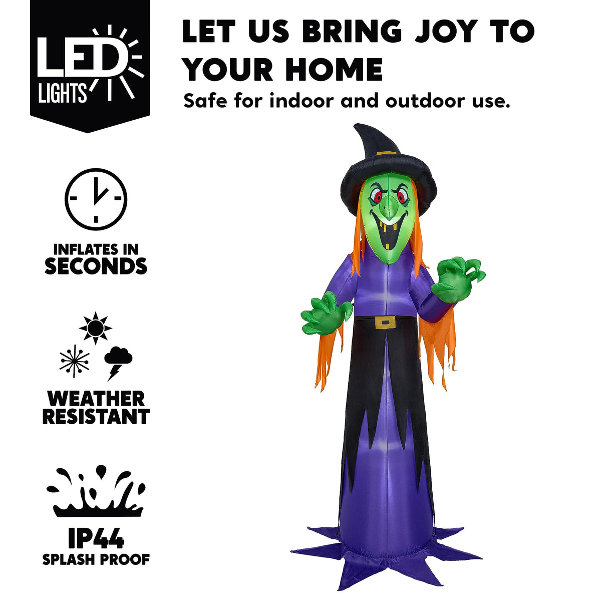 Joyfy 9 ft Halloween Inflatables Pumpkin Skeleton Decorations with Built-in LED Lights,Large Blow Up Decoration for Yard Lawn Garden Indoor Outdoor, Pumpkin Skeleton Inflatable Decoration