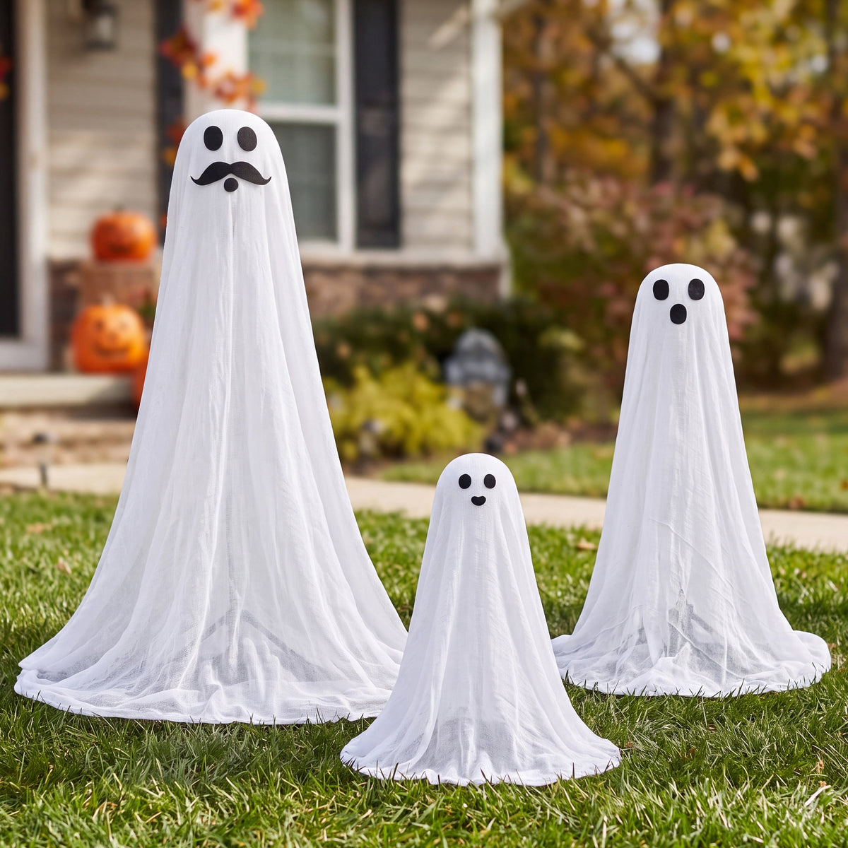 Joyfy 47"Cute Ghost Dog Halloween Decoration Outdoor, Reusable Spooky Standing Dog with Stakes, Soft White Light LED & 6 Hours ON + 18 Hours OFF Timer, Adorable Halloween Decor for Front Porch Yard