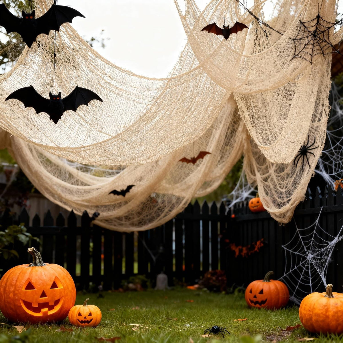 CQHVKQ 5 Pack of Halloween Creepy Gauze Cloth Decoration Set, Indoor Outdoor Black Scary Halloween Gauze Tapestry Decor, Spooky Decorations for Home, Yard, Haunted House & Party Supplies, 72" x 30"