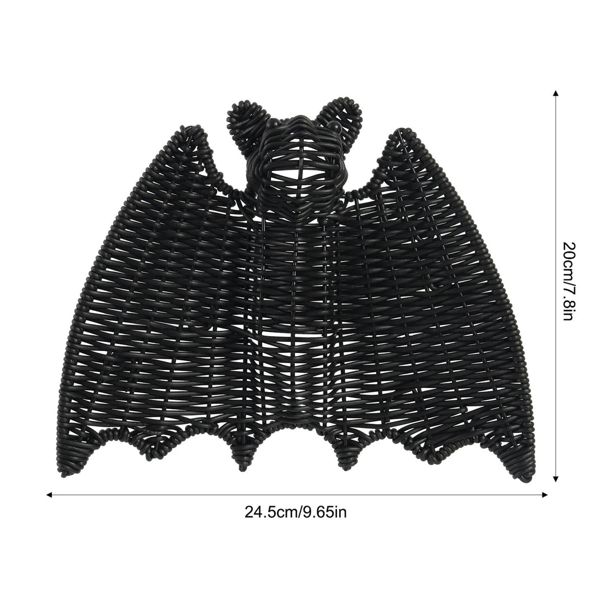 Black Rattan Wall Decoration, Halloween Wicker Bat Art, Indoor and Outdoor Festive Decor, Durable Plastic Material