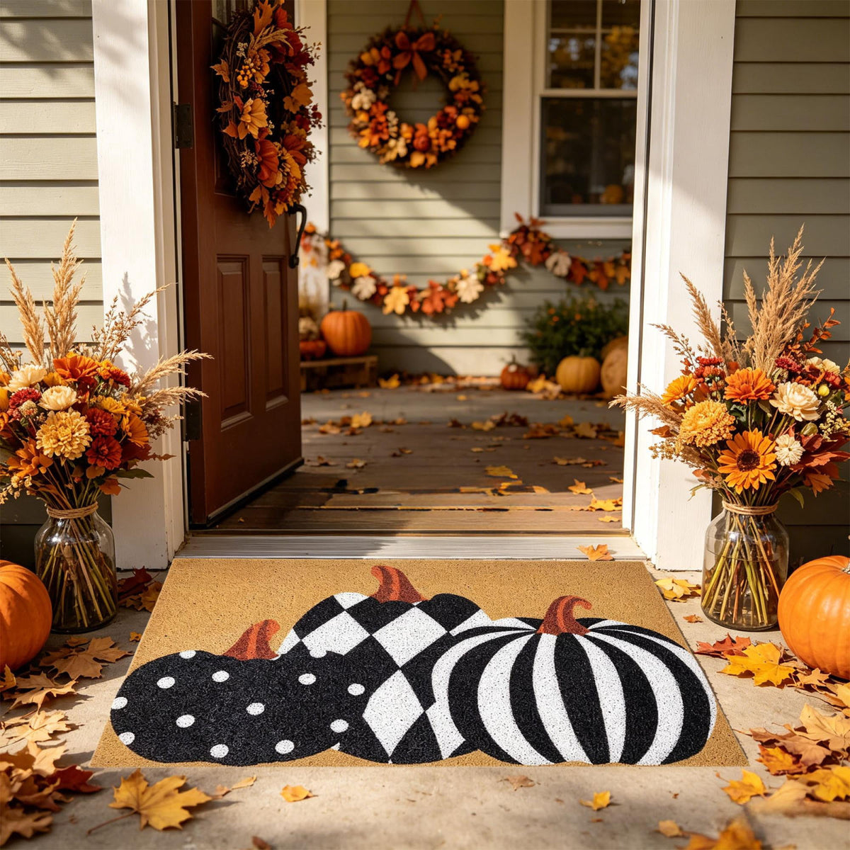 Halloween Pumpkin Doormat, Soft Non-Slip Indoor Outdoor Welcome Rug for Entryway Porch and Front Door