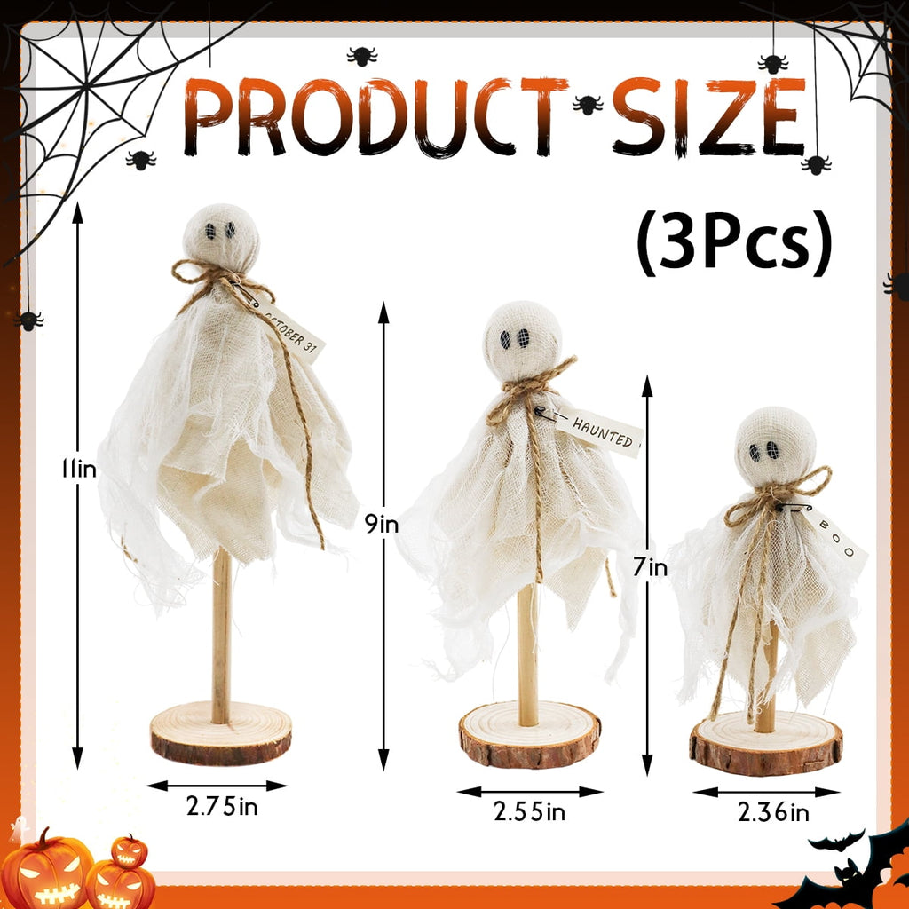 Halloween Decoration Indoor Primitive Halloween Wooden Cute Ghosts Decor Halloween Party Decorations for Table Centerpieces Shelves Mantels 3 Pcs