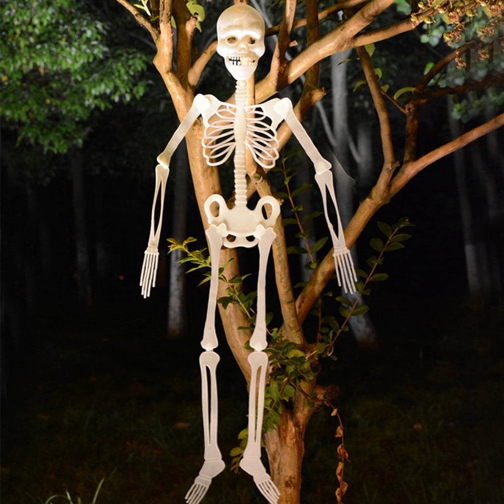 Realistic White Plastic Half Torso Skeleton Tabletop Prop, Detailed Human Half Skeleton Halloween Desktop Decor, Weatherproof Indoor Outdoor Reusable Spooky Party Ornament