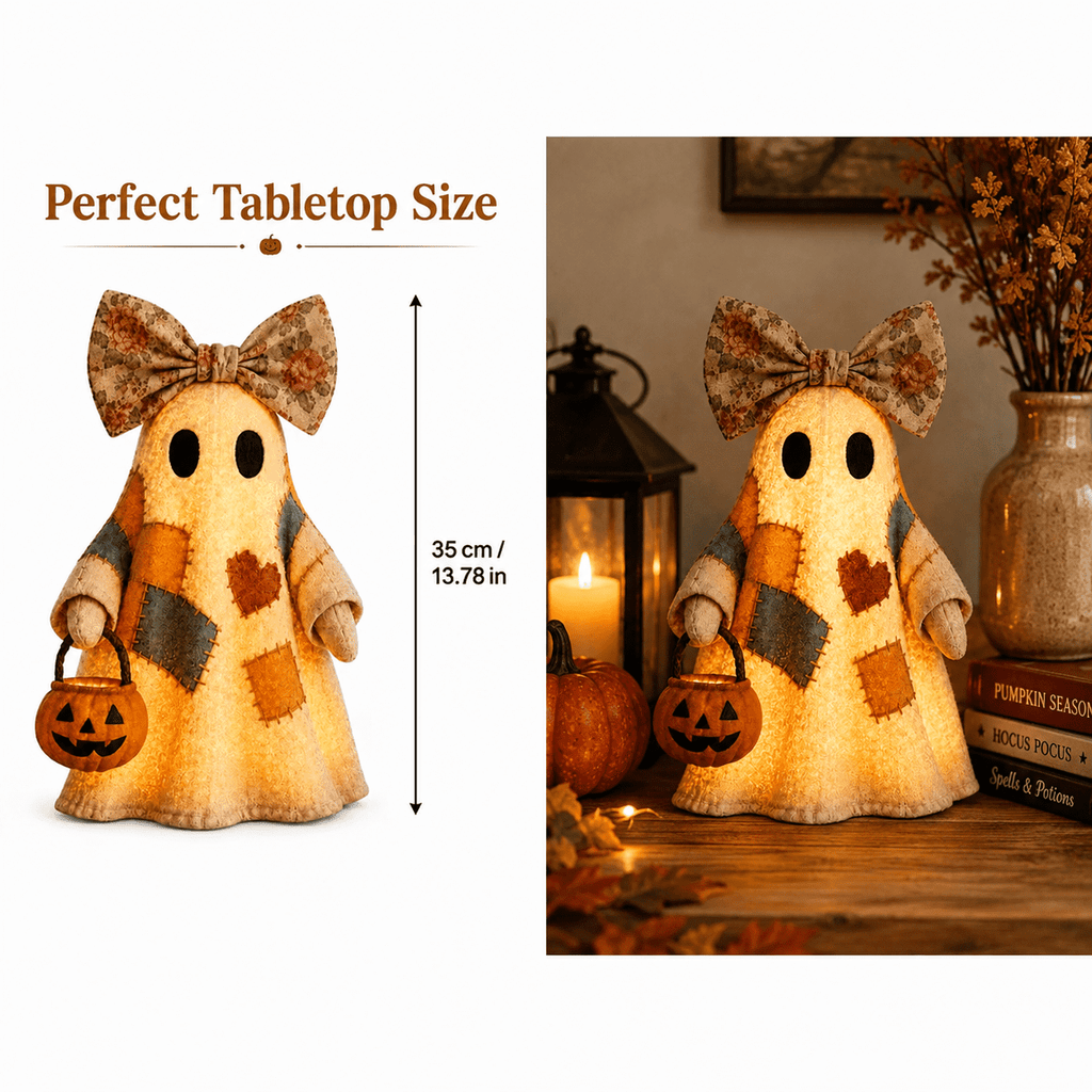 Diceymbol 11.81 Inch Halloween Ghost Night Light, Witch Hat Ghost Lamp with Jack O Lantern, Halloween Decorations Indoor for Table Mantel Party Decor