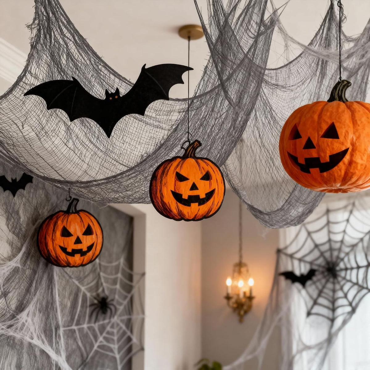 CQHVKQ 5 Pack of Halloween Creepy Gauze Cloth Decoration Set, Indoor Outdoor Black Scary Halloween Gauze Tapestry Decor, Spooky Decorations for Home, Yard, Haunted House & Party Supplies, 72" x 30"