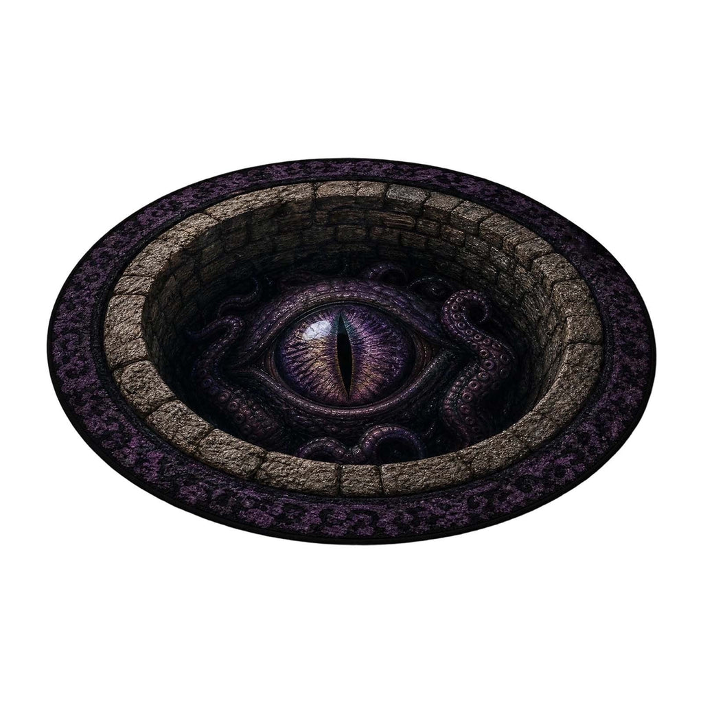 Win s Way 3D Illusion Round Halloween Rug Optical Illusion Doormat Non- Washable Entryway Decor Spooky Fall Front Door Mat for Party Decoration Available in 15.8/23.6/31.5 Inch
