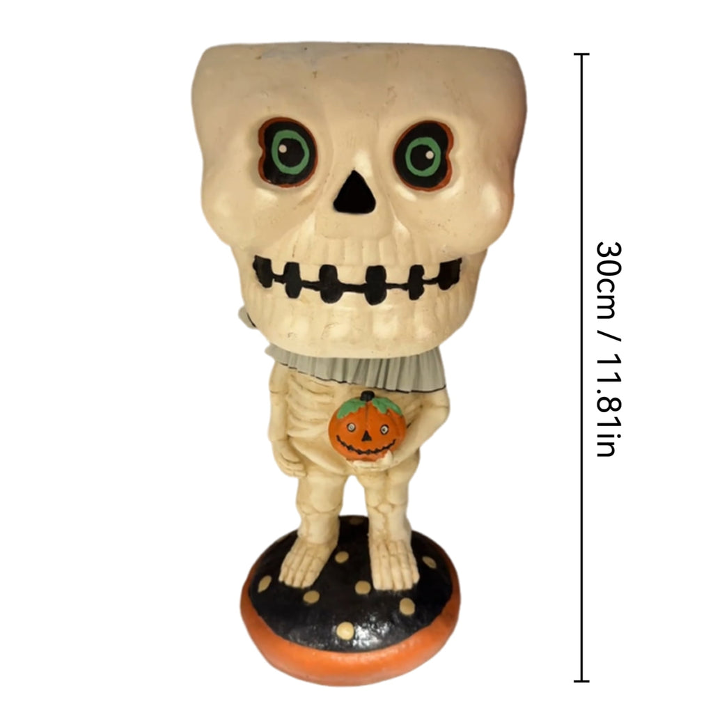 Halloween Decoration Ghost Figurine 11in Resin Ghost Statues with Pumpkin Candy Bowl for Outdoor Indoor Front Door, Porch Yard Lawn Party Decor