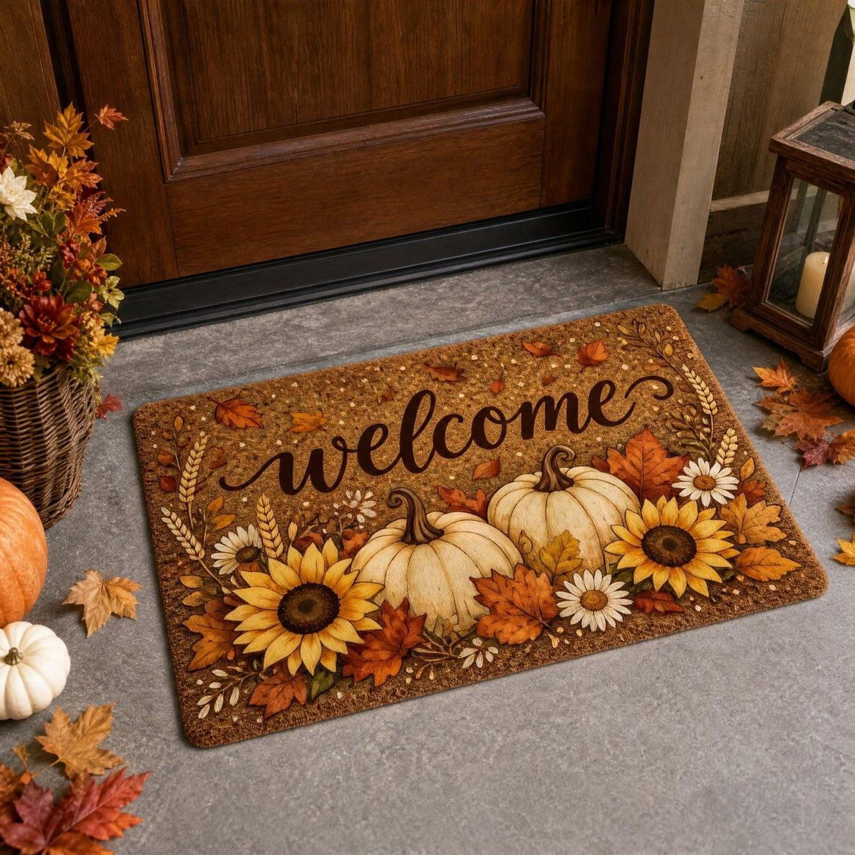 Autumn Door Mat for Entryway, 16x24 Inch, Fall-Themed Floor Doormat for Home Decor, Non-Slip Rug Mat for Living Room, Kitchen, Bedroom, Gifts for Fall Lovers (E)