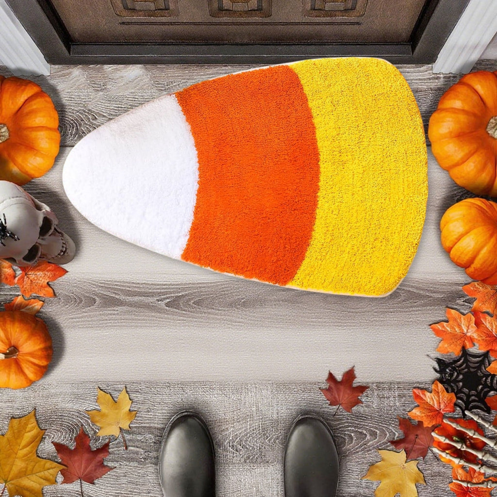 Konghyp Pumpkin Shaped Carpet, Non-Slip Entryway Rug, Washable Floor Mat for Home Entrance, Ideal for Halloween Fall Thanksgiving Decor, Versatile Bathroom and Kitchen Mat
