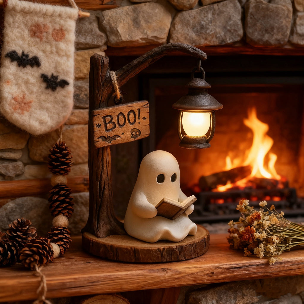 Halloween Ghost Night Light, Cute Ghost Playing The Guitar Lamp, Ghost Warm Lighted Figurine Lamps for Party Bedroom Study Room Home Dorm, Halloween Decor Indoor