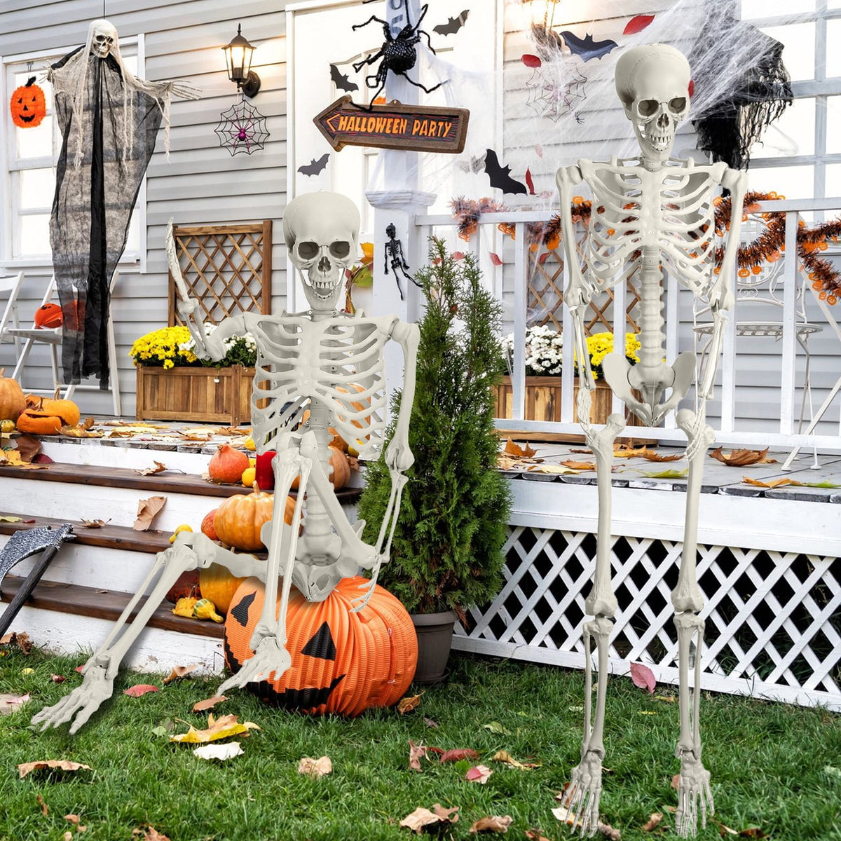 Yedigre 5.4FT HalloweenSkeleton Decor, Movable Joints Realistic Full Body Bones Skeleton Prop, No Light