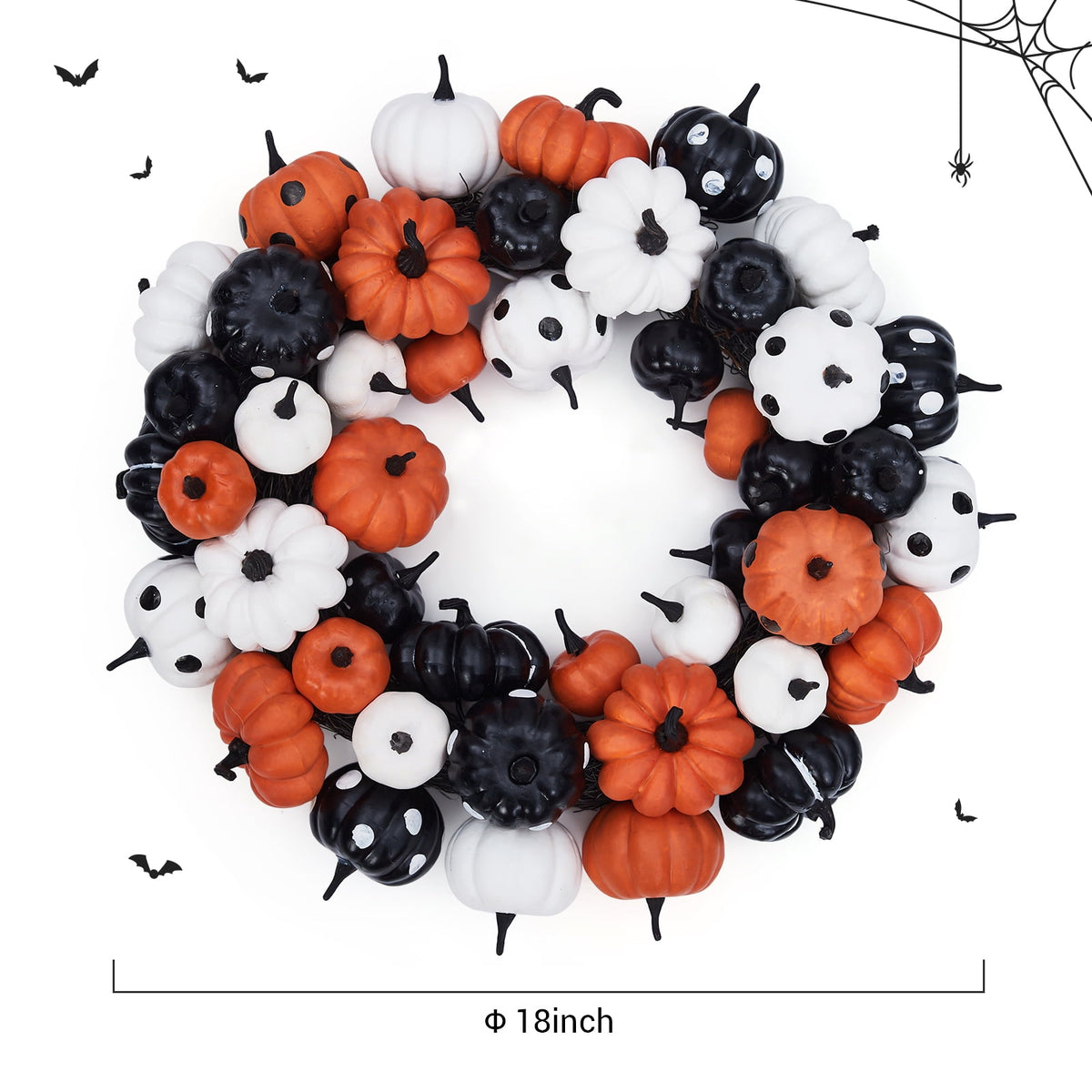 JoanKaren 24 inch Large Christmas Wreath Silver White with 20 LED Lights,Prelit Xmas Wreath w/ Ball Ornaments Pine Cone
