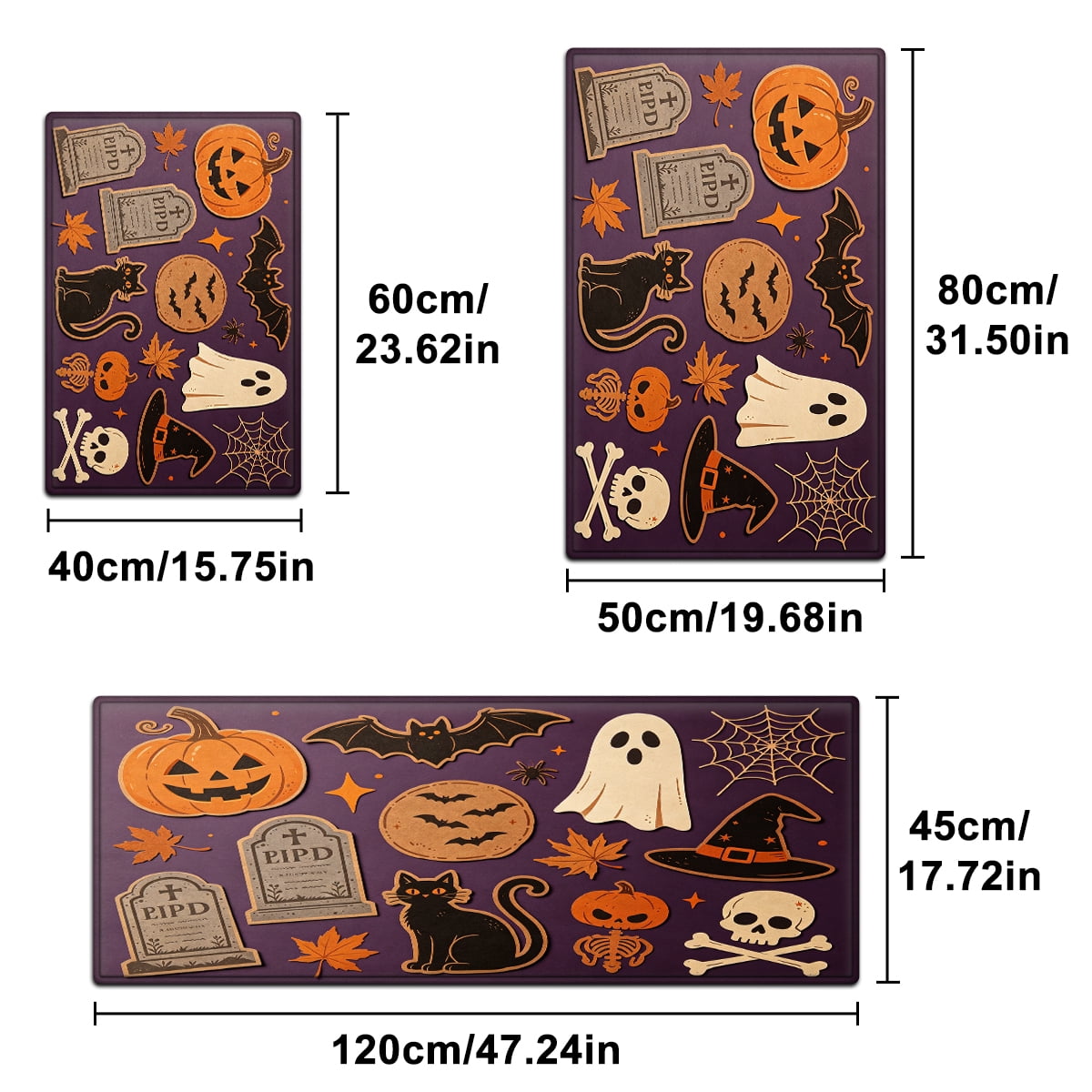 YIMEIS Halloween Pumpkin Lanterns Multi-purpose 1-Piece Flannel Mat and Kitchen Rugs,Soft Non-slip for Home Bedroom Bathroom