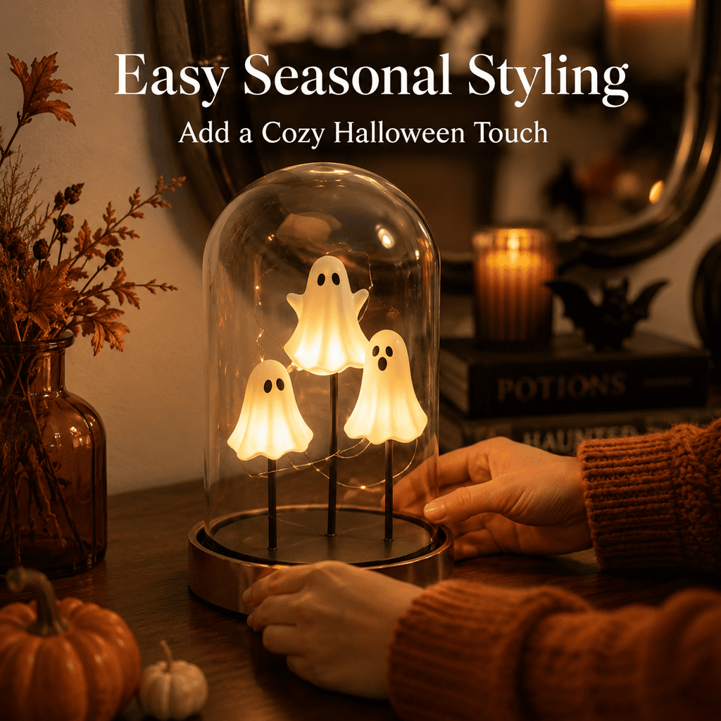 Diceymbol 11.81 Inch Halloween Ghost Night Light, Witch Hat Ghost Lamp with Jack O Lantern, Halloween Decorations Indoor for Table Mantel Party Decor