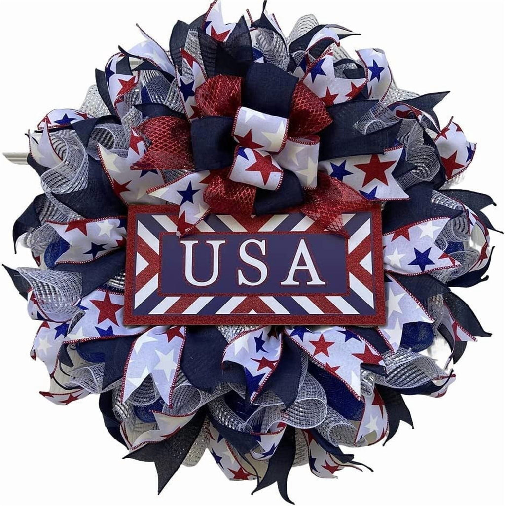 AZXY 4th of July Wreath,Patriotic Wreath,Independence Day Wreaths,Memorial Day Decorations