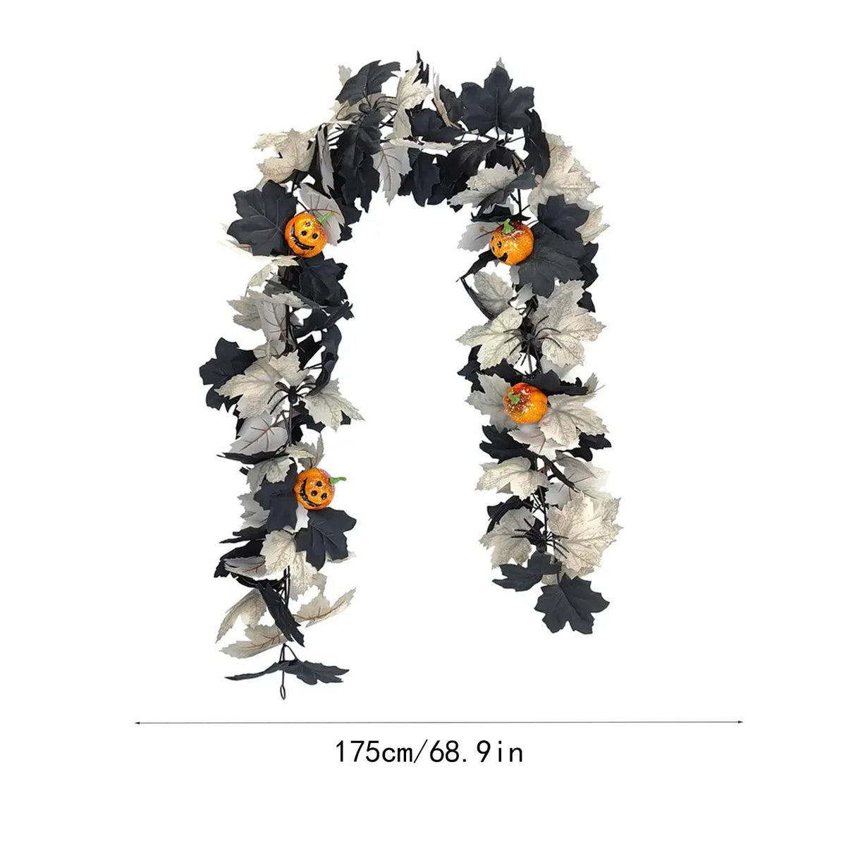 Chmadoxn 78.74" Halloween Thanksgiving Maple Leaf Garland with Mini Pumpkins & Berries, Artificial Fall Leaves Vine for Mantel Staircase Porch, Autumn Harvest Hanging Home Decor
