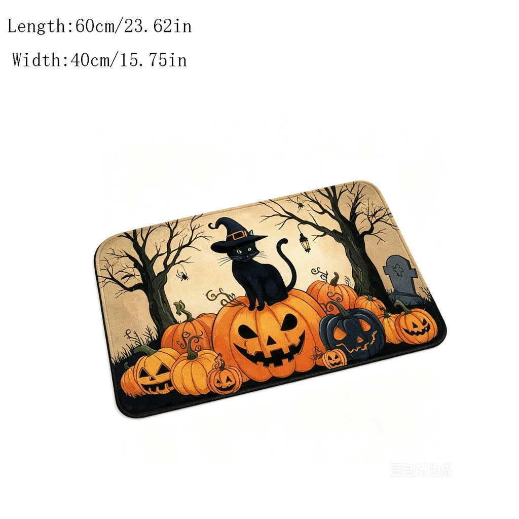 Halloween Dog Door Mat 16x24", Golden Retriever Ghost Pumpkin Welcome Rug for Porch, Halloween Outdoor Decorations