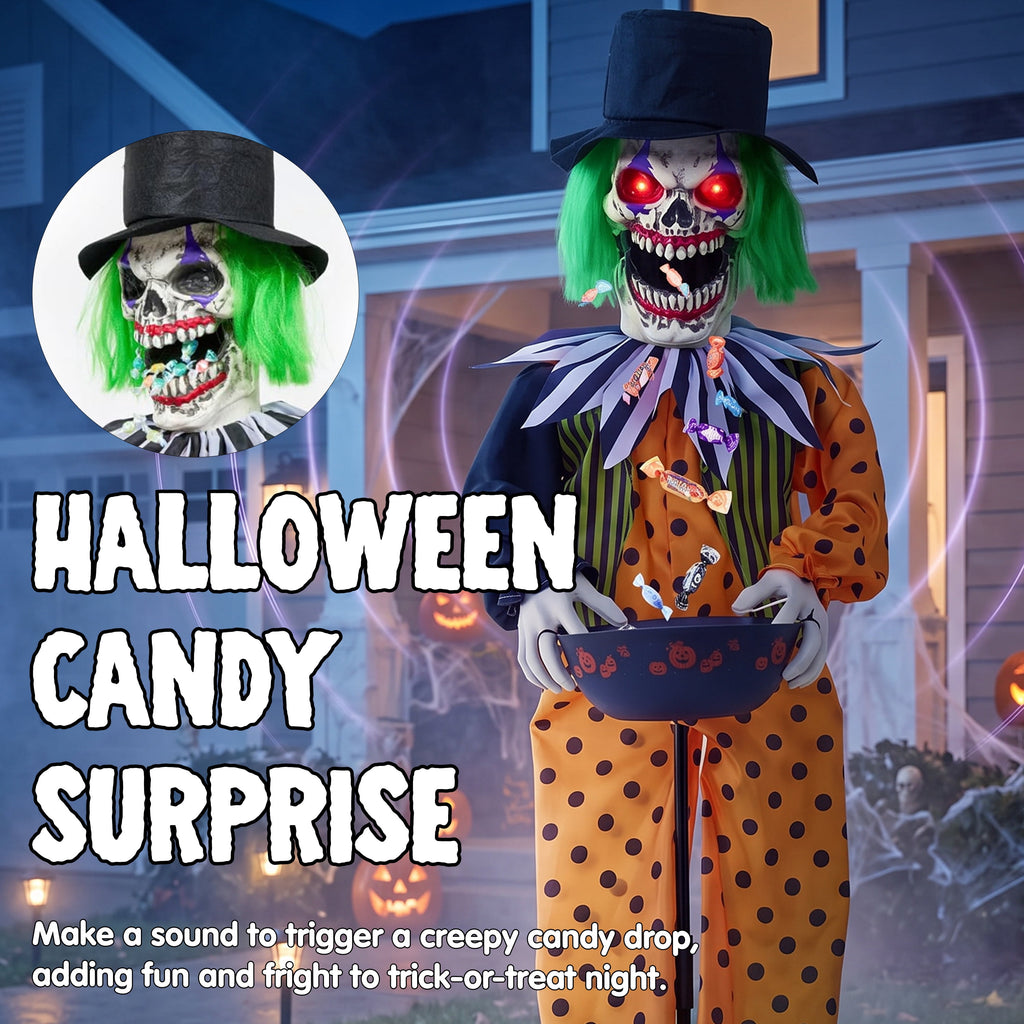 Joyfy Halloween Decorations Outdoor, 72"(6ft) Light Up Animated Scary Decorations Pumpkin Ghost with Sound Activation,Animatronics Pumpkin Decorations for Haunted House Prop Yard Decor
