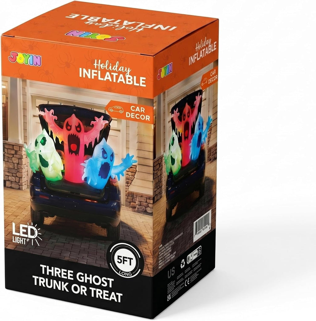 Joyfy 3.6 ft Animated Halloween Inflatable Dinosaur Decoration,Trunk or Treat Car Decorations Kit Dinosaur with Built-in LED Light for Halloween Party Indoor,Outdoor,Yard,Garden Decor