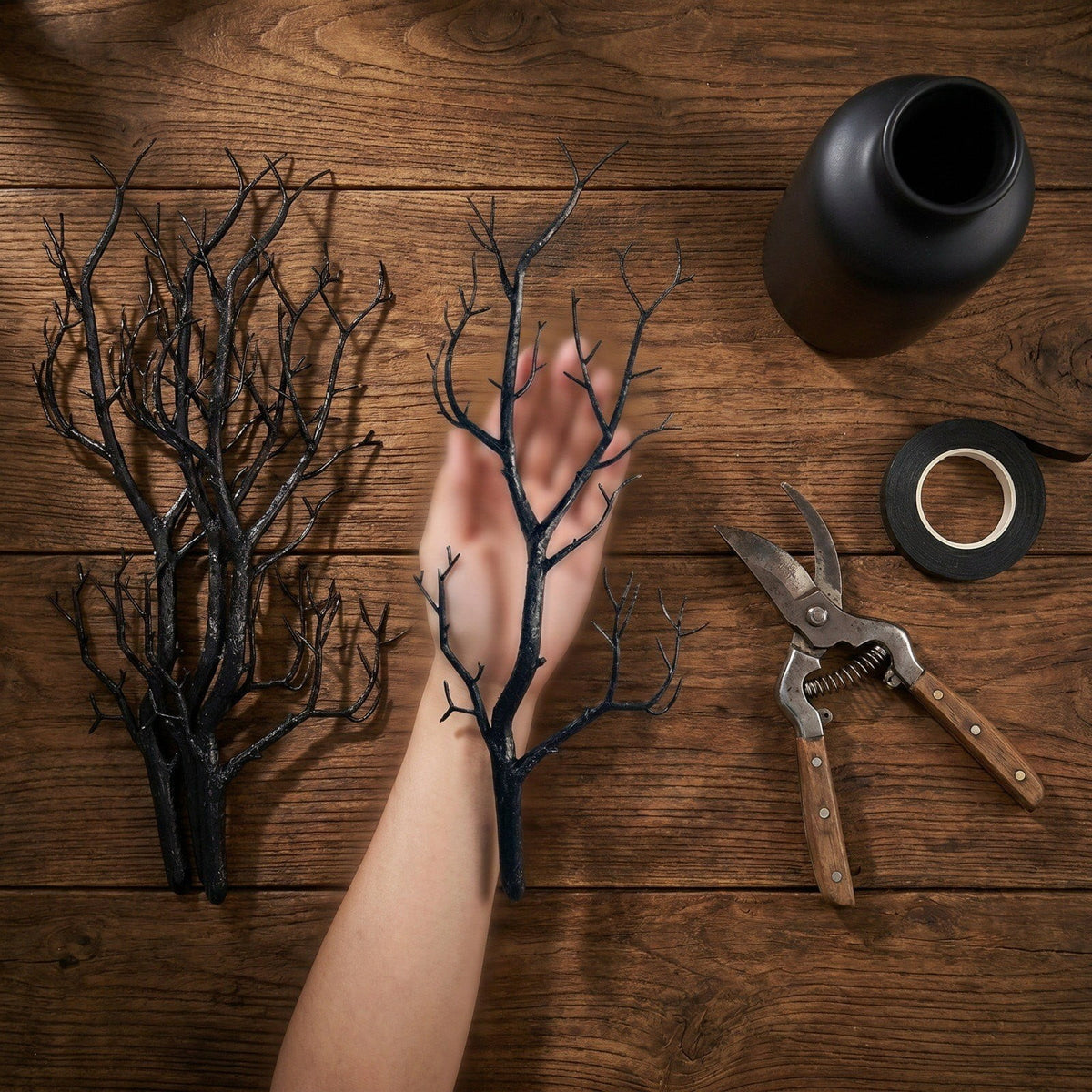 Halloween Artificial Branches, 10Pcs Black Bare Twigs Vase Fillers for Spooky Home Decor, Plastic Decorative Stems for Mantel Table Centerpiece, Creepy Indoor Outdoor Halloween Accents