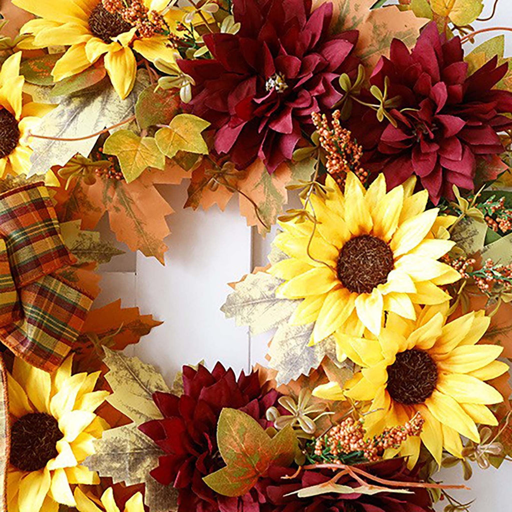 Autumn Wreath 14 Inch Fall Decor for Home Front Door with Artificial Maple Leaf Pumpkin Berry Pinecone Harvest Thanksgiving Halloween Farmhouse Seasonal Decorations Indoor Outdoor,