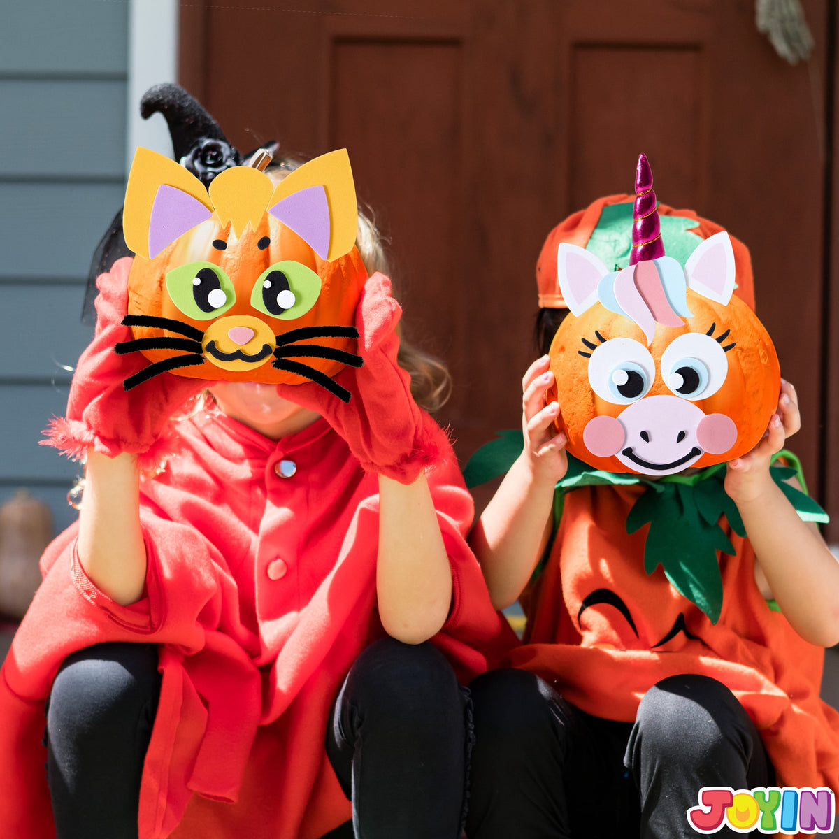 Joyfy 16 Faces Halloween Pumpkin Decorations Stickers Foam Craft Kit, 18 Sheets 16 Designs Halloween Party Favors for Kids, Party Supplies Arts Activities, Jack O Lantern Face Sticker School Gifts