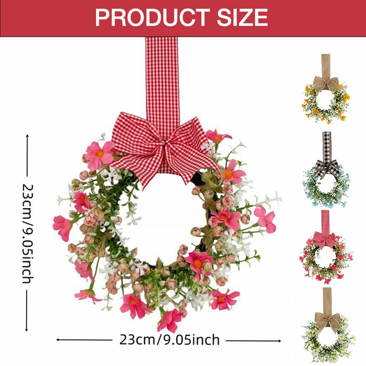 Mini Spring Wreaths, Artificial Daisy Flowers Small Pillar Holder Wreath, Spring Summer Floral Wreath for Candle, Farmhouse, Porch, Front Door, Cabinets, Table Decoration, White