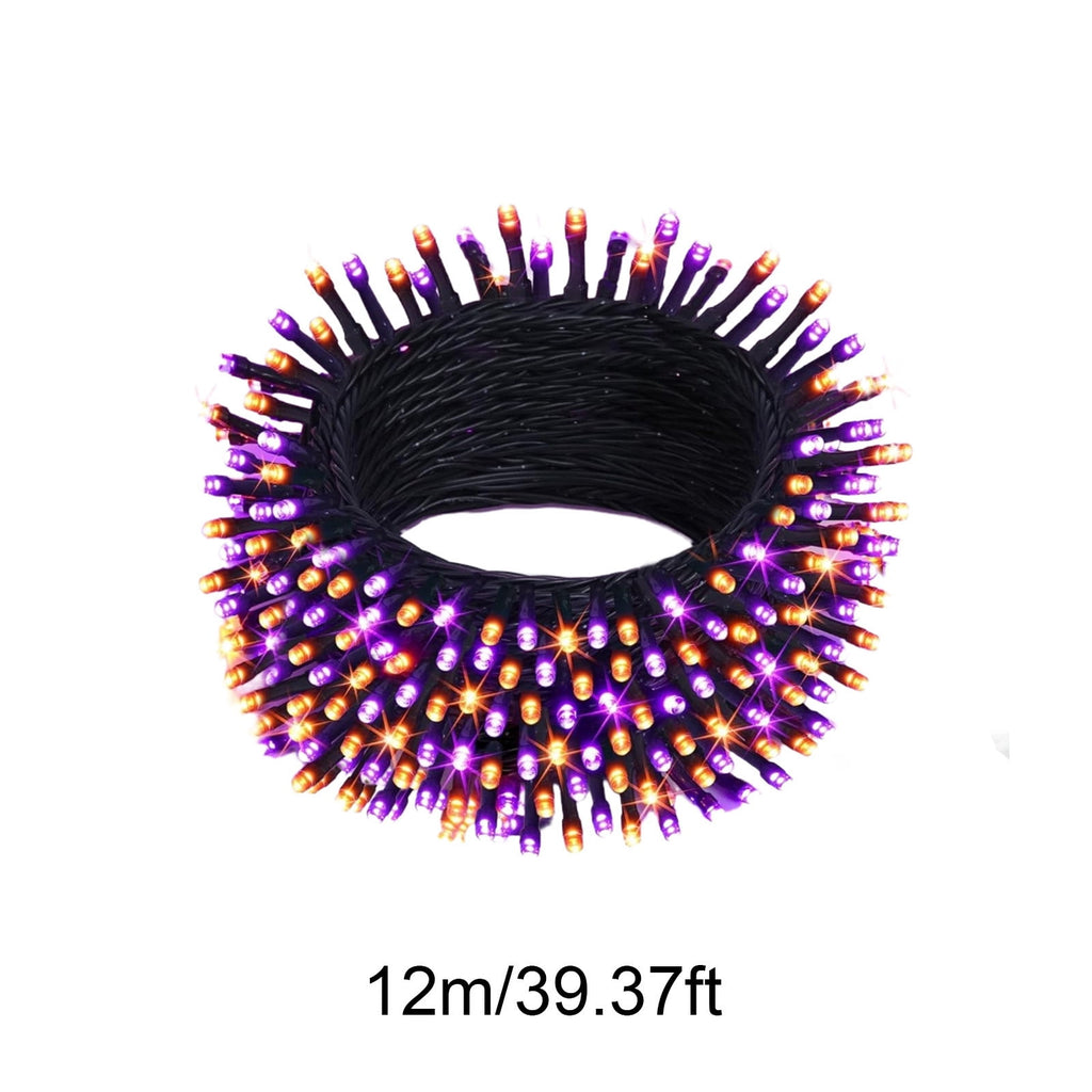Halloween String Lights, 39Ft 100 LED Orange Purple Outdoor Waterproof Plug in Fairy Lights with 8 Modes for Yard Porch Window Mantel Party Decor