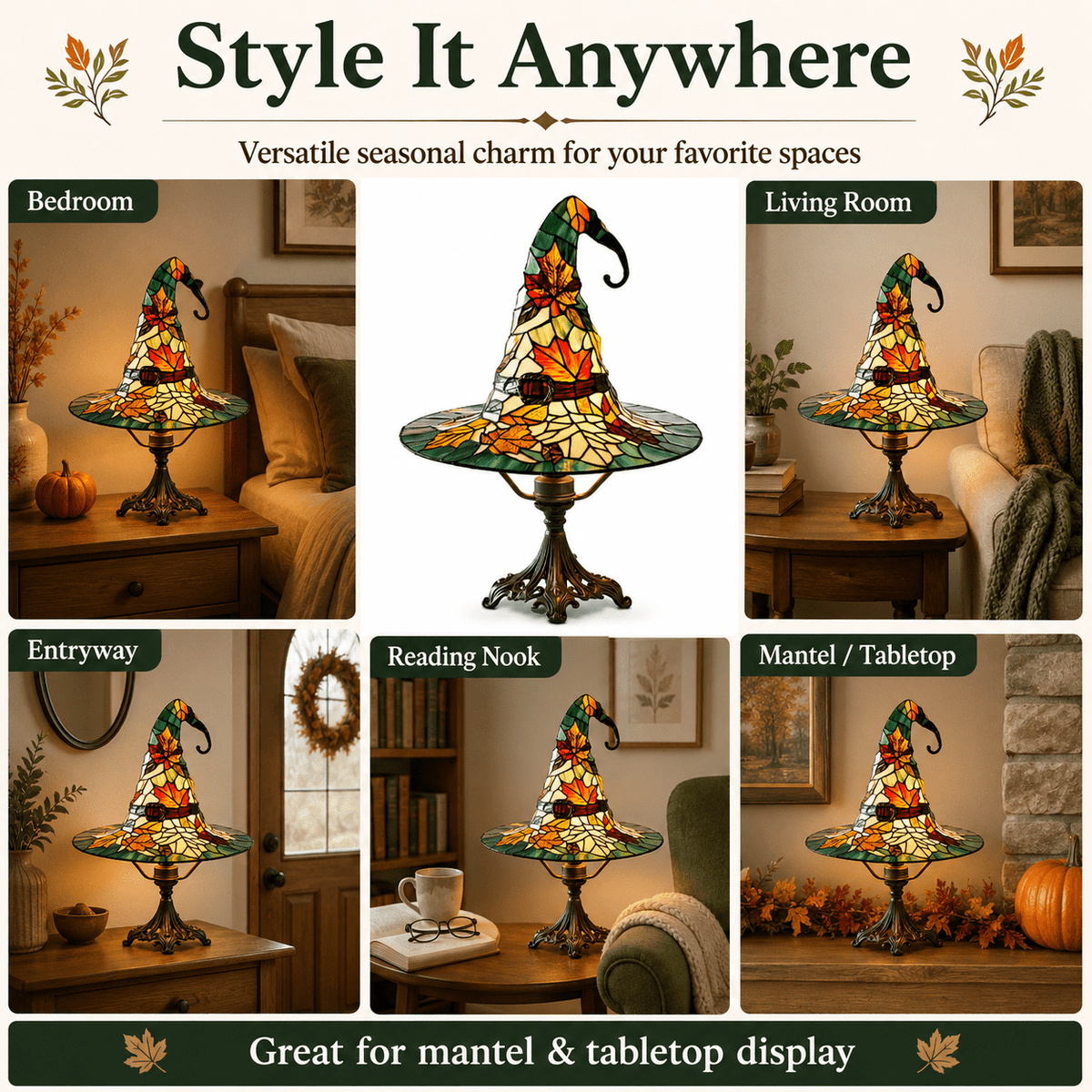 Diceymbol 11.81 Inch Halloween Ghost Night Light, Witch Hat Ghost Lamp with Jack O Lantern, Halloween Decorations Indoor for Table Mantel Party Decor