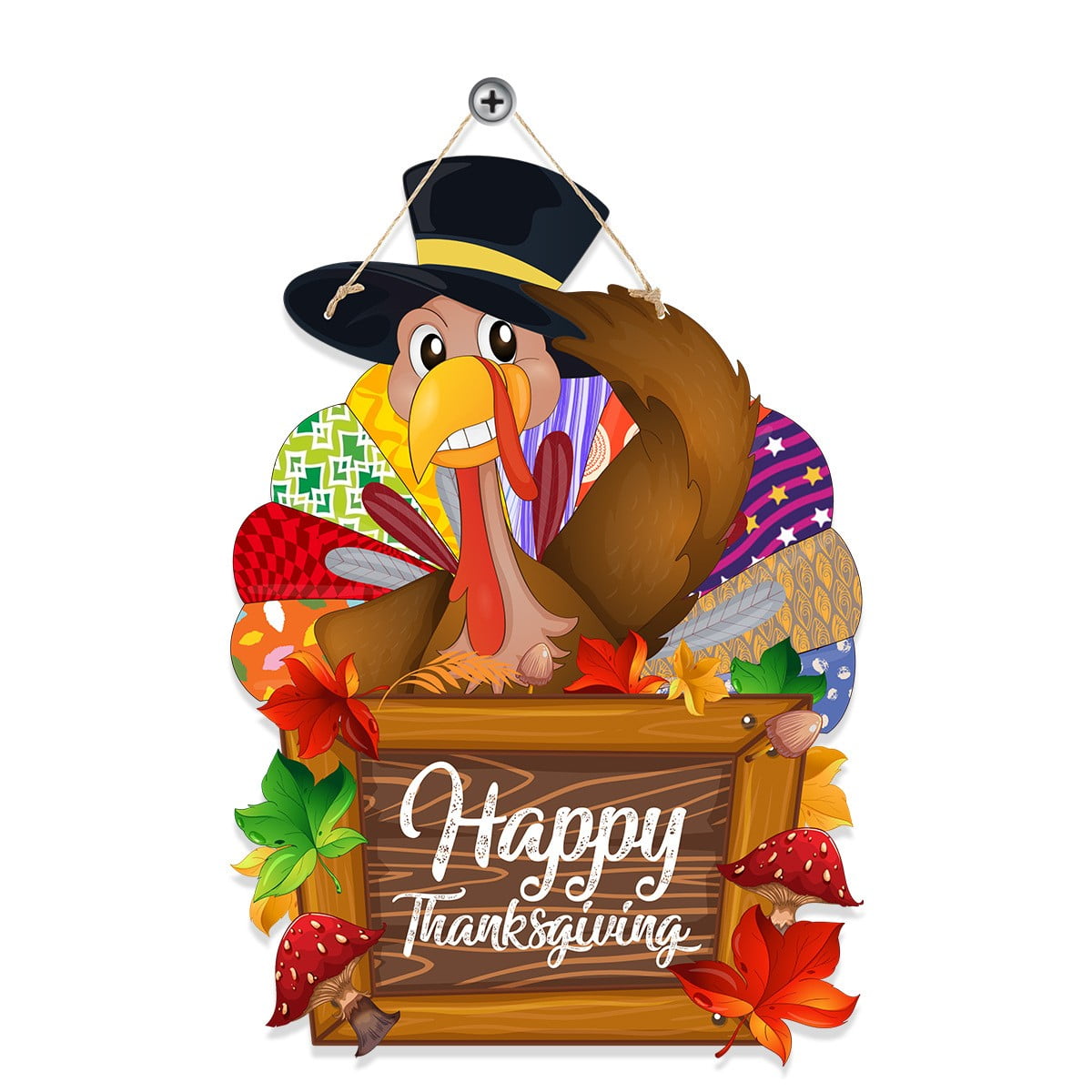 Thanksgiving Decoration Wooden Turkey Pumpkin Door Wreath for Front Door Sign Wall Signs, Thankful Blessed Grateful Pumpkin Sign Hanging for Fall Autumn Harvest Home Halloween Decoration