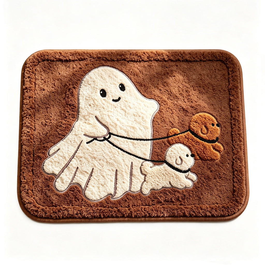 Halloween Bath Mat Ghost Multicolor Irregular Mat 27.56x17.72in Polyester Skidproof & Absorbent for Bathroom Entryway Living Room Halloween Door Mat by MPOISVA